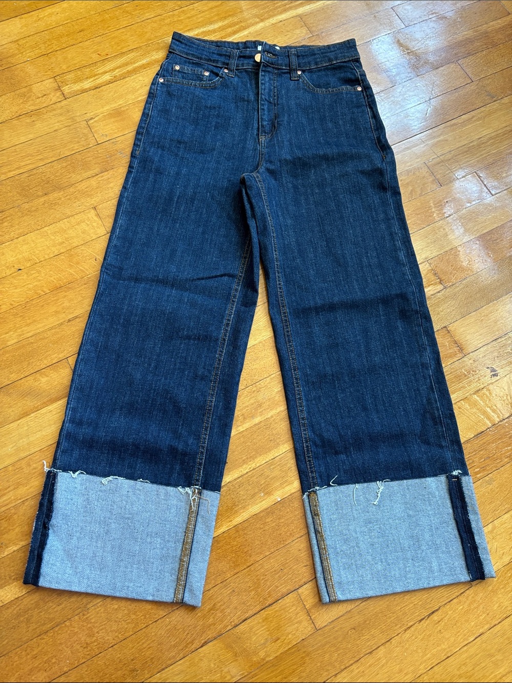 Women’s Dark Blue Bootcut Wide-Leg Jeans